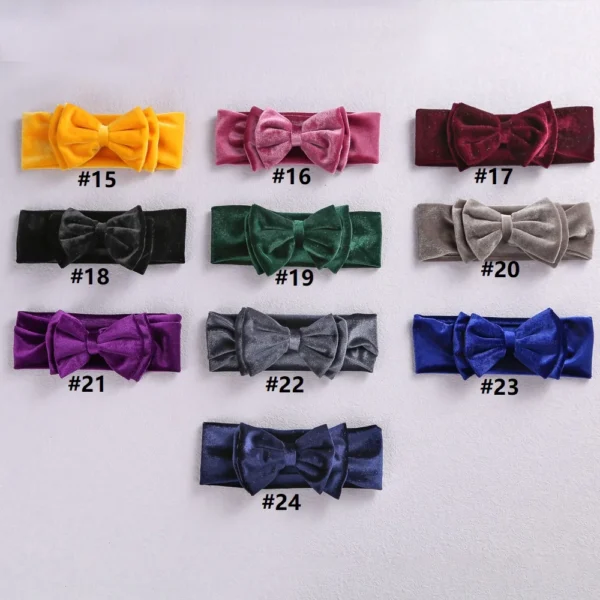 New Velvet Baby Headband Turban Big Bow Baby Girl Headband For Newborn Bow Hair Band Children Kid Solid Colors Hair Accessories - Image 4
