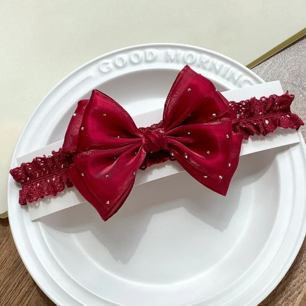 Lace Baby Bow Headband Princess Girls Newborn Elastic Hair Bands For Infant Bowknot Hairband Turban Kids Hair Accessor - Image 2