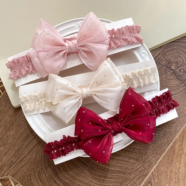Lace Baby Bow Headband Princess Girls Newborn Elastic Hair Bands For Infant Bowknot Hairband Turban Kids Hair Accessor
