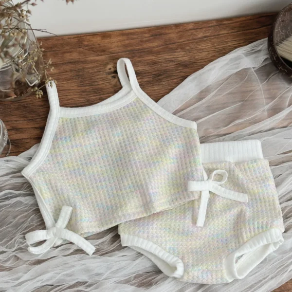 Toddler Outfit Baby Clothes Set Newborn Baby Summer Clothing Girl Suit Cute Colorful Suspenders T-shirt+Beach Shorts 2Pcs/set