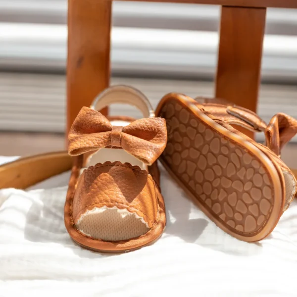 Newborn Classic Walking Shoes Summer Girls Breathable Sandals Pure Color Bowknot Garden Shoes Anti-slip Rubber Sole Baby Shoes - Image 3