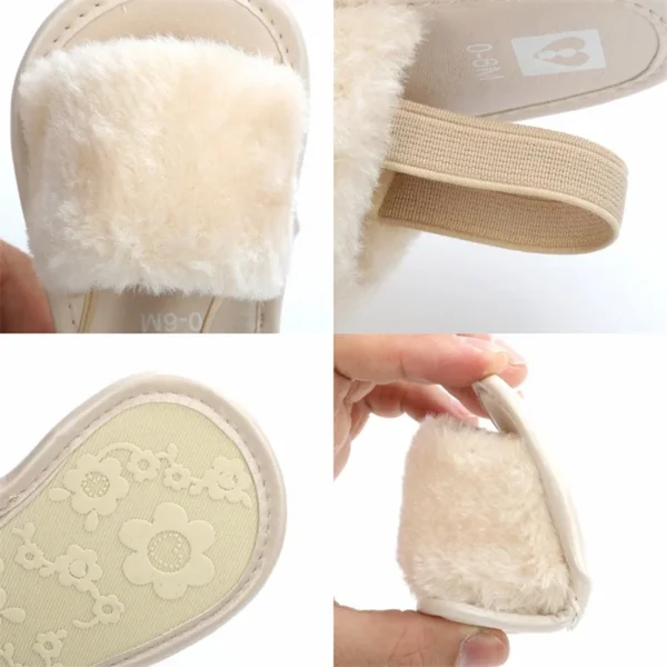 Summer Newborn Infant Baby Girls Soft Sole Sandals Plush Slide Sandal Toddler Sandal Princess Non-slip Crib Shoes - Image 5