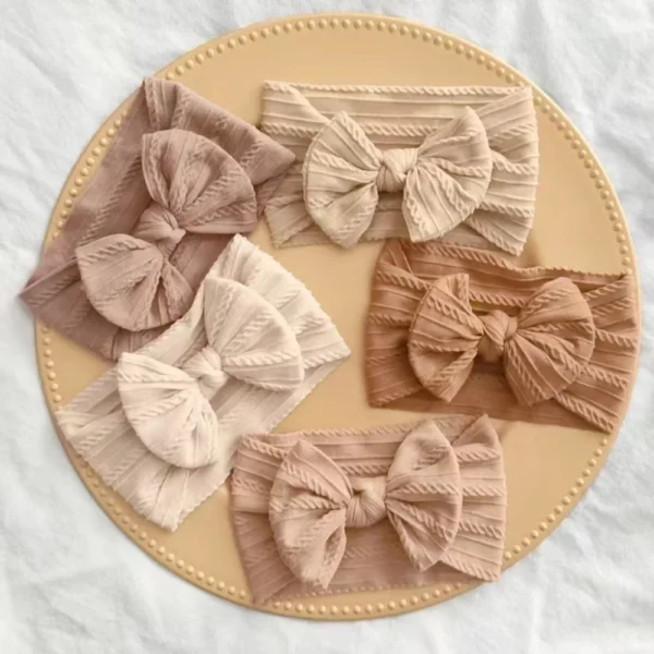 Lovely Newborn Baby Headband For Girls Elastic Knit Children Turban Baby Bows Soft Nylon Kids Headwear Hair Accessories - Image 2