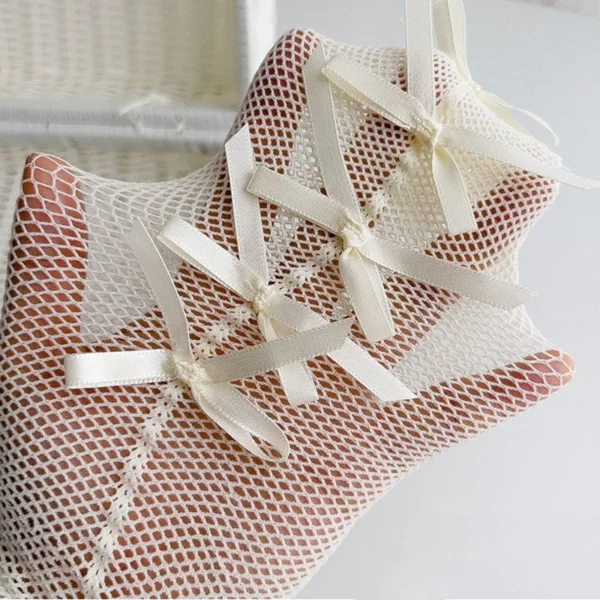 Children Baby Cute Bows Black White Mesh Tights for Kids Girl Sweet Princess Bowknot Pantyhose Fishnet Lolita Stocking Socks - Image 6