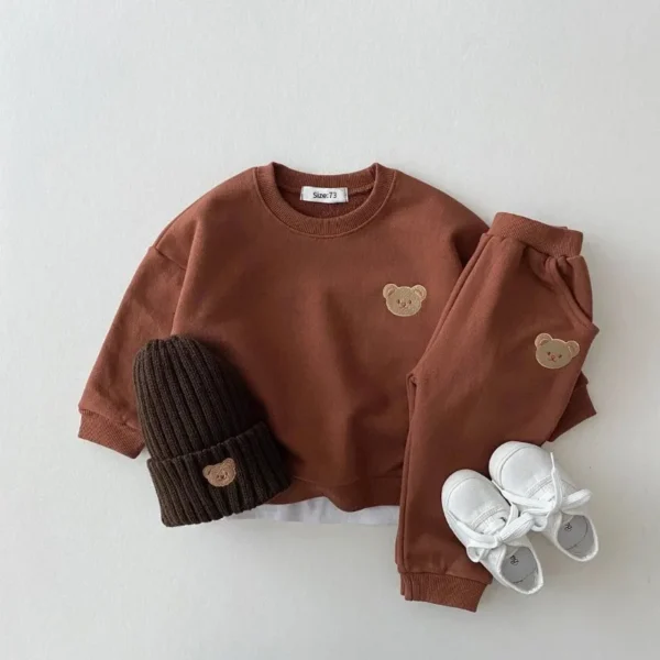 New Fashion Toddler Baby Boys Girl Fall Clothes Sets Clothing Set Kids Sports Bear Sweatshirt Pants 2pcs Suits Outfits - Image 3