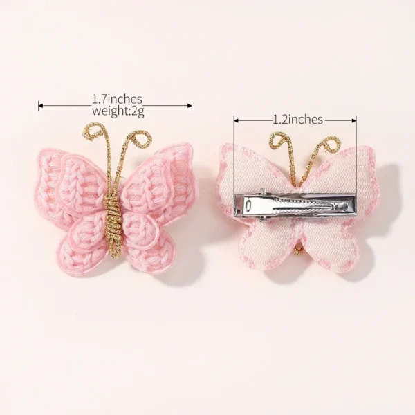 4 Pieces/set New Cute Baby Girl Bow Hairpin Wool Knitted Headwear Handmade Crochet Butterfly Hairpin Children's Hair Accessories - Image 4