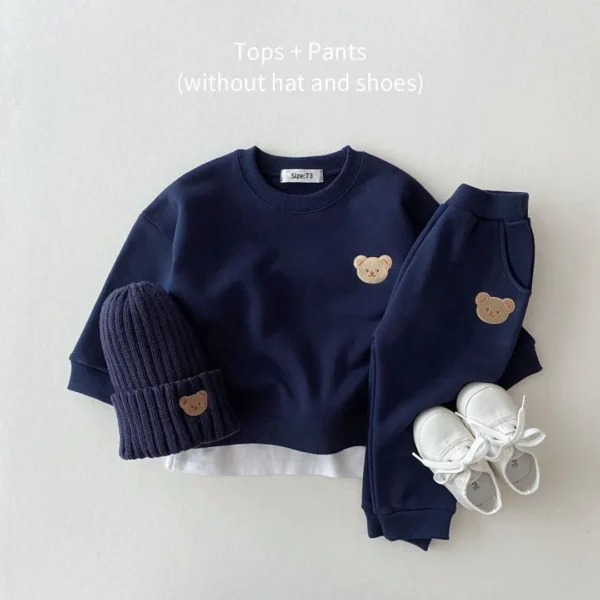 New Fashion Toddler Baby Boys Girl Fall Clothes Sets Clothing Set Kids Sports Bear Sweatshirt Pants 2pcs Suits Outfits - Image 4