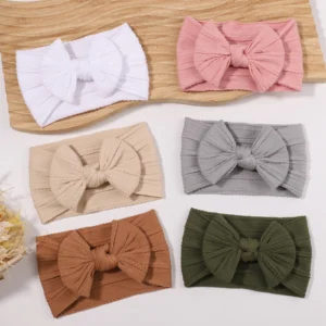 Lovely Newborn Baby Headband For Girls Elastic Knit Children Turban Baby Bows Soft Nylon Kids Headwear Hair Accessories
