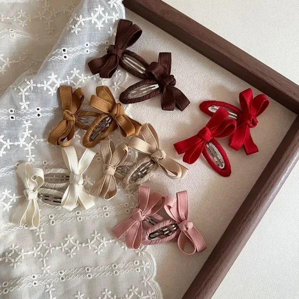 Belt Bow Baby Hair Clip for Girl Sweet Fashion Solid Color Leaf Series Barrettes for Toddler Cute BB Clip Kids Hair Accessories - Image 4
