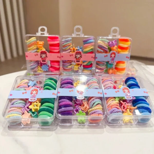 55PCS/Set Baby Girl Headwear Colorful Hair Ropes Cute Mini Hair Clips for Children Elastic Rubber Bands Kids Hair Accessories - Image 2