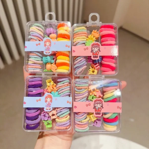 55PCS/Set Baby Girl Headwear Colorful Hair Ropes Cute Mini Hair Clips for Children Elastic Rubber Bands Kids Hair Accessories