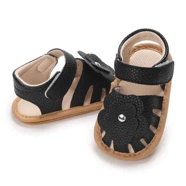 0-18M Baby Cute Open toed Pre school Summer Sandals Black Princess Casual Soft Rubber Bottom Non slip Single Shoes Women's - Image 5