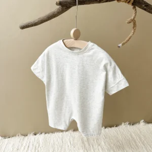 Summer New Fashion Jumpsuit Baby Boys and Girls Newborn Solid Color Short Sleeve Jumpsuit Children's Shorts Jumpsuit