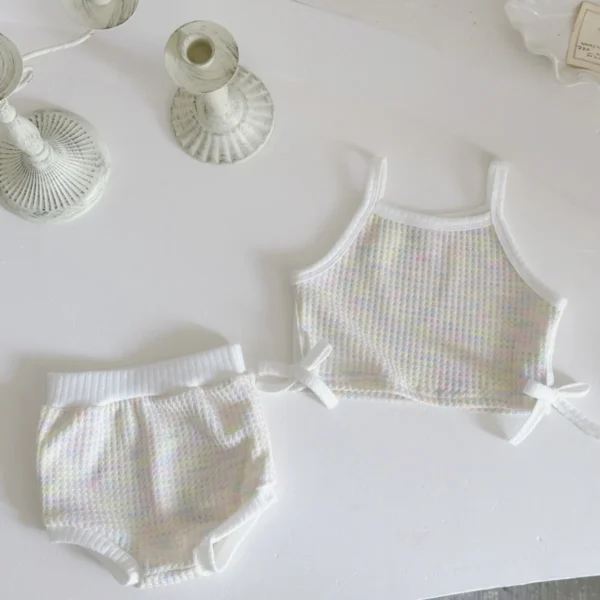 Toddler Outfit Baby Clothes Set Newborn Baby Summer Clothing Girl Suit Cute Colorful Suspenders T-shirt+Beach Shorts 2Pcs/set - Image 4