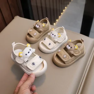 Toddler Sandals 2024 Summer Baby Beach Shoes Cute Cartoon Bear Infant Sandals Protect-toe Unisex Baby Boy Girl Sandals