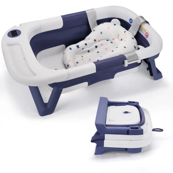 Baby Bathtub,Baby Bath Tub with Soft Cushion & Thermometer,Baby Bathtub Newborn to Toddler 0-36 Months,Portable Travel Baby Tub - Image 5