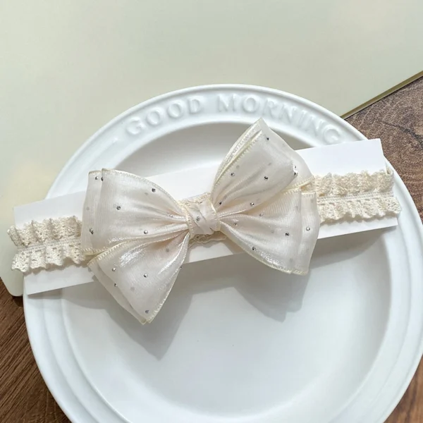 Lace Baby Bow Headband Princess Girls Newborn Elastic Hair Bands For Infant Bowknot Hairband Turban Kids Hair Accessor - Image 4