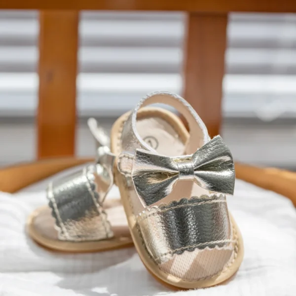 Newborn Classic Walking Shoes Summer Girls Breathable Sandals Pure Color Bowknot Garden Shoes Anti-slip Rubber Sole Baby Shoes - Image 5