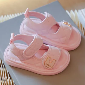 Summer Sandals For Girls PU Leather Waterproof Beach Sheos For Children Soft-soled Anti-slippery Girl's Sandals Summer Footwear