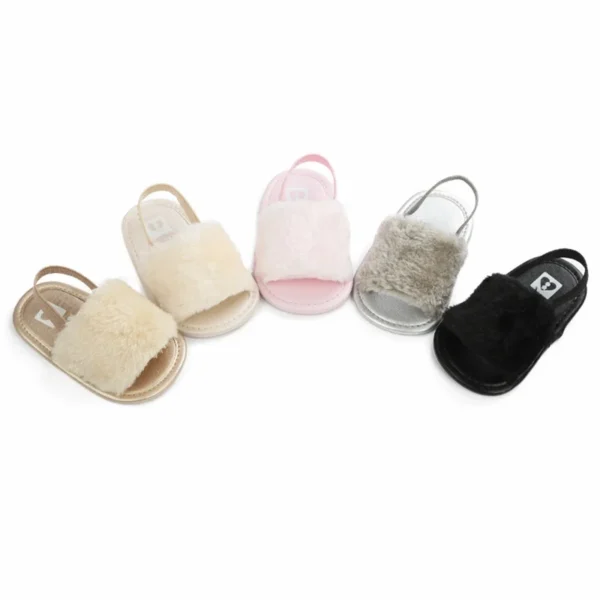 Summer Newborn Infant Baby Girls Soft Sole Sandals Plush Slide Sandal Toddler Sandal Princess Non-slip Crib Shoes - Image 6