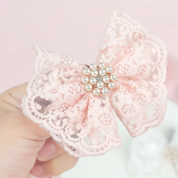 Baby Bow Headbands for Girl Cute Lace Rhinestone Hair Band Elastic Infant Turban Newborn Headwear Baby Hair Accessories - Image 3