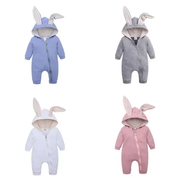 Cartoon Newborn Baby Clothes Boys Romper Long Sleeve Hooded Zipper Baby Girl Romper Spring & Autumn Infant Clothing 3-18 Months - Image 5