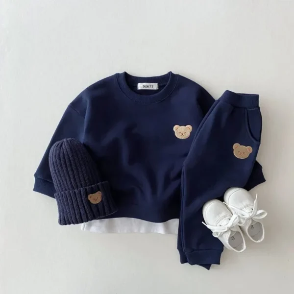 New Fashion Toddler Baby Boys Girl Fall Clothes Sets Clothing Set Kids Sports Bear Sweatshirt Pants 2pcs Suits Outfits - Image 2