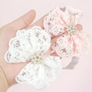 Baby Bow Headbands for Girl Cute Lace Rhinestone Hair Band Elastic Infant Turban Newborn Headwear Baby Hair Accessories