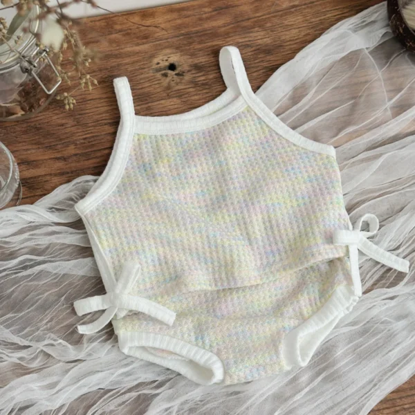 Toddler Outfit Baby Clothes Set Newborn Baby Summer Clothing Girl Suit Cute Colorful Suspenders T-shirt+Beach Shorts 2Pcs/set - Image 2