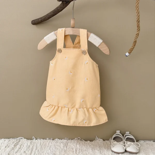 Newborn Baby Girl Clothes Summer Cool Baby Girl Suspenders Dress Cute Chrysanthemum Embroidery Strap Toddler Dress Hot Sale - Image 6