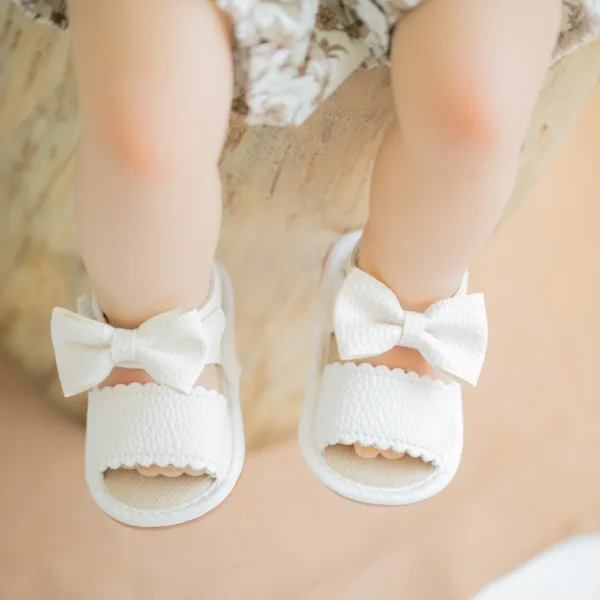 Newborn Classic Walking Shoes Summer Girls Breathable Sandals Pure Color Bowknot Garden Shoes Anti-slip Rubber Sole Baby Shoes - Image 6